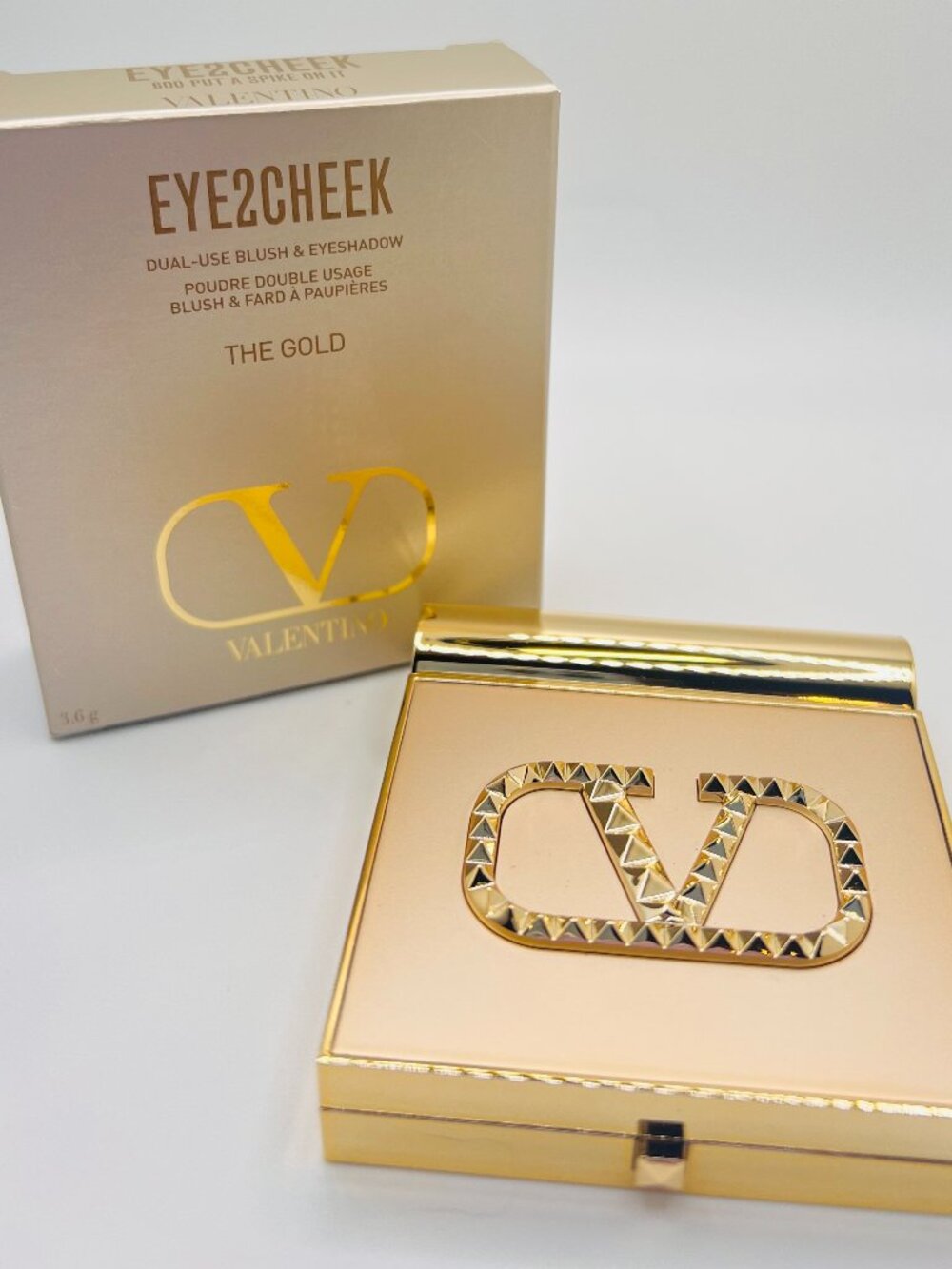 Valentino Eye2Cheek Blush and Eyeshadow The Gold Go Put A Spike On It NEW IN BOX